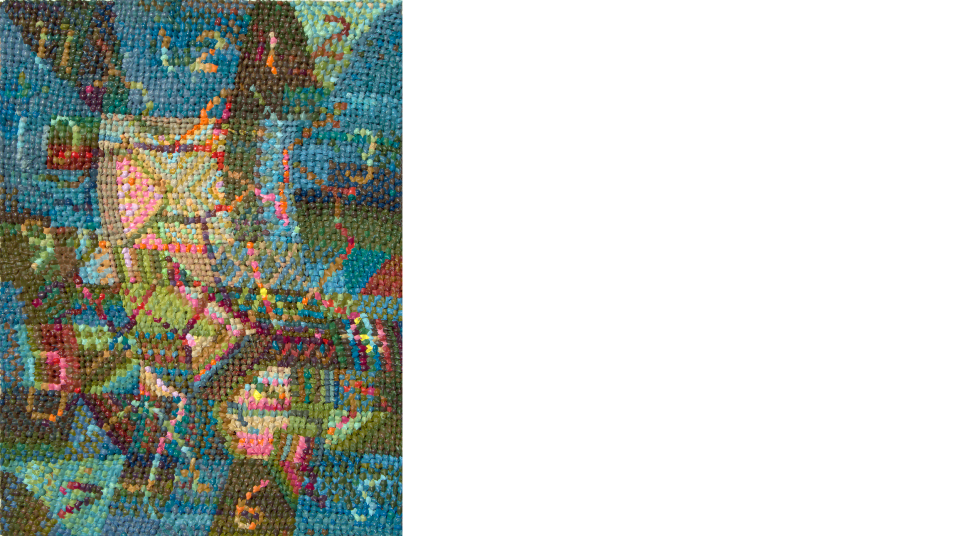 Mark Stebbins, Clock (November), 2025; acrylic on burlap on wood panel