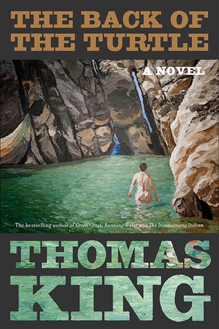 Book cover man wading through blue water surrounded by rocks. Text The Back of the Turtle A Novel Thomas King