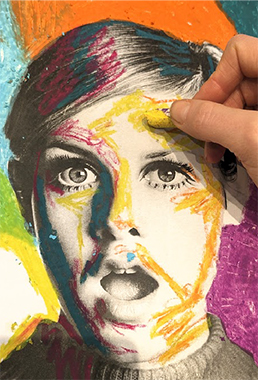 A drawing of a girl on paper