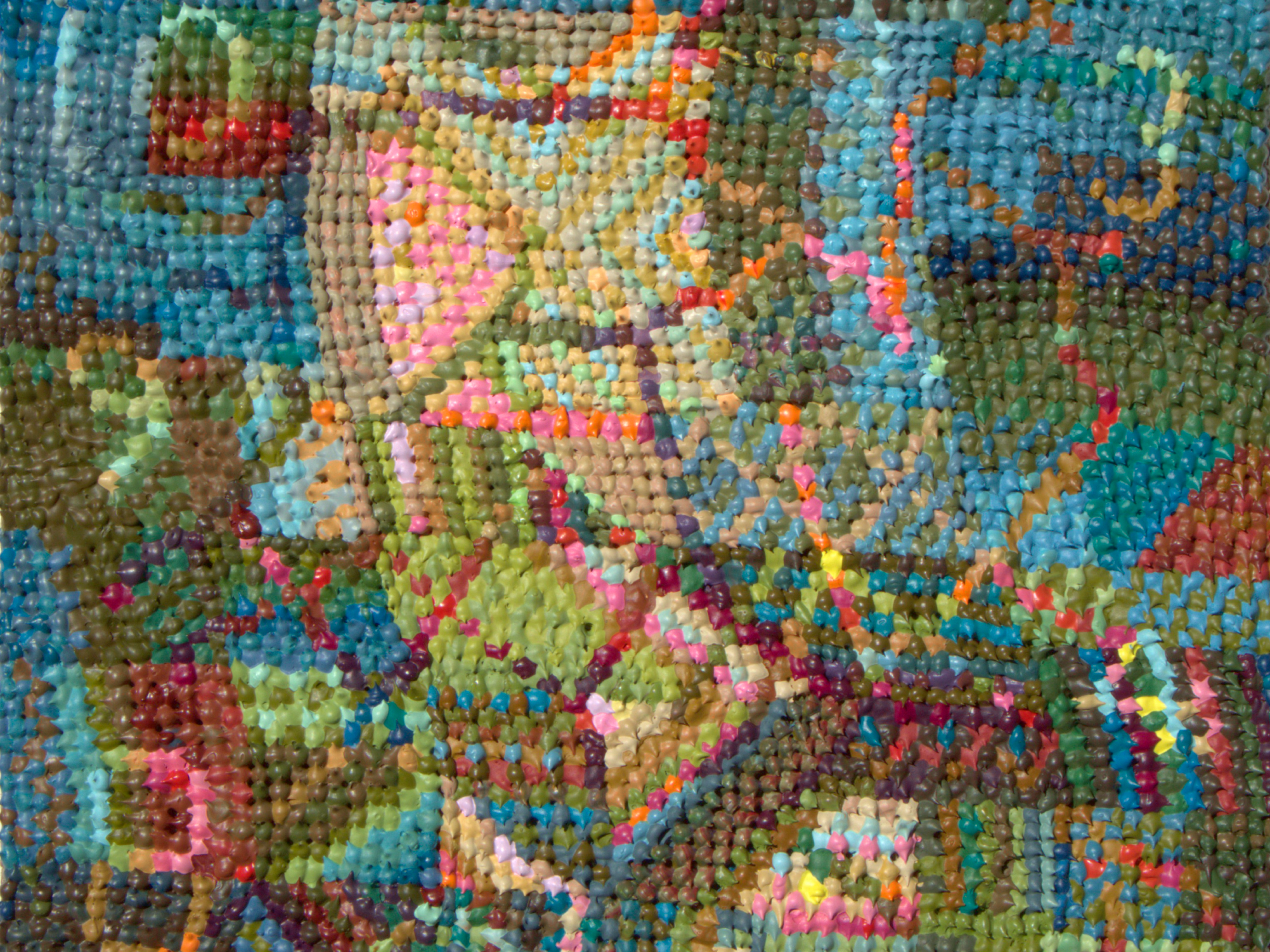 Mark Stebbins, Clock (November), 2025; acrylic on burlap on wood panel.