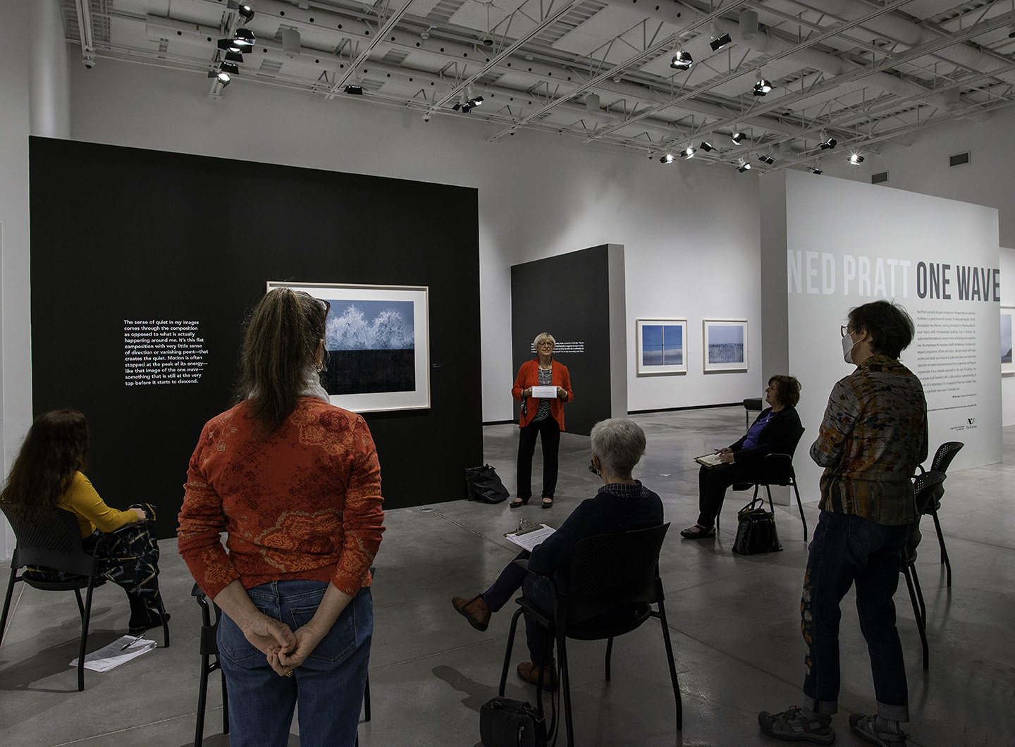 Attached Image: JNAAG volunteers meet ahead of the opening of the recent exhibition One Wave by Ned Pratt.