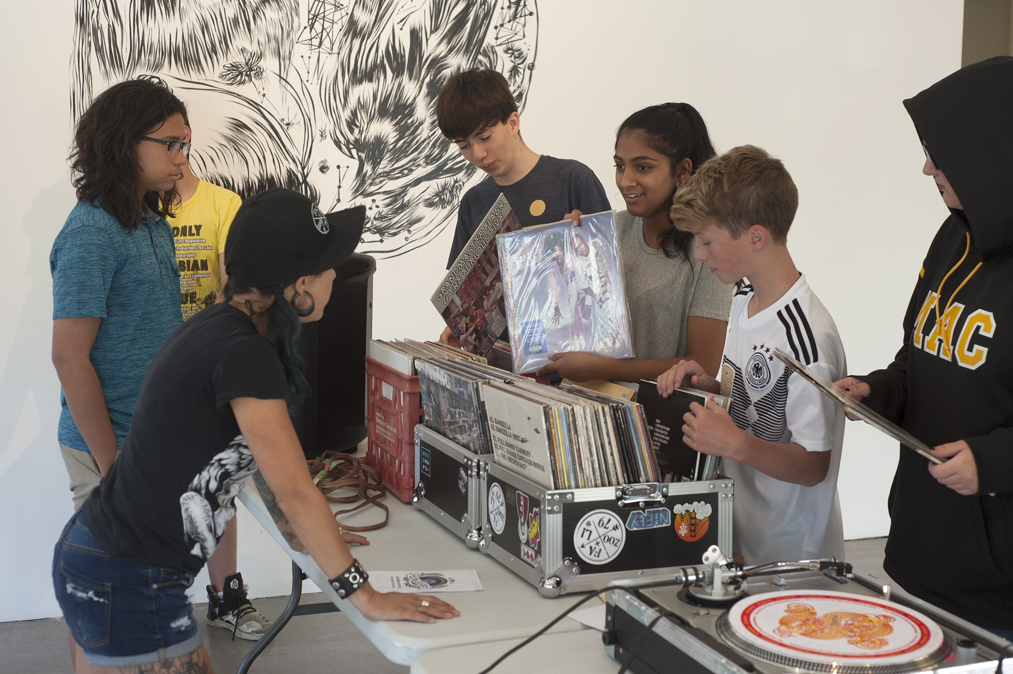 Youth participating in a program in the program room