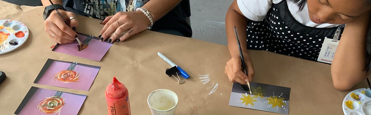 Youth participate in the Try New Things program at Judith & Norman Alix Art Gallery